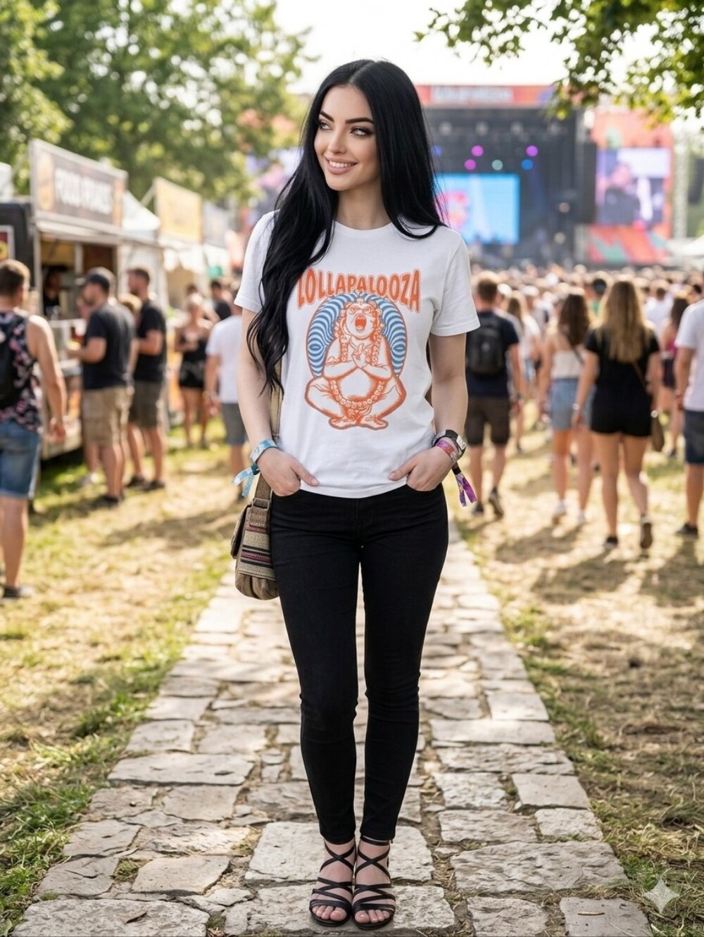 ✨ Excellent GUC ✨Official Lollapalooza 25th Anniversary Buddha Tshirt M! - Picture 2 of 9